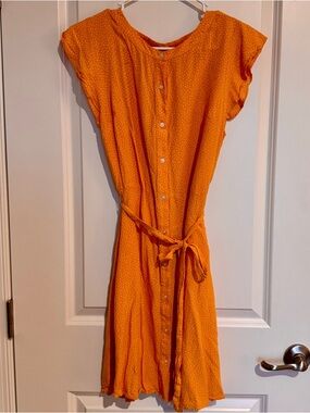 Loft Butter Yellow Polka Dot Sundress Women’s Sz 10 Tie Waist